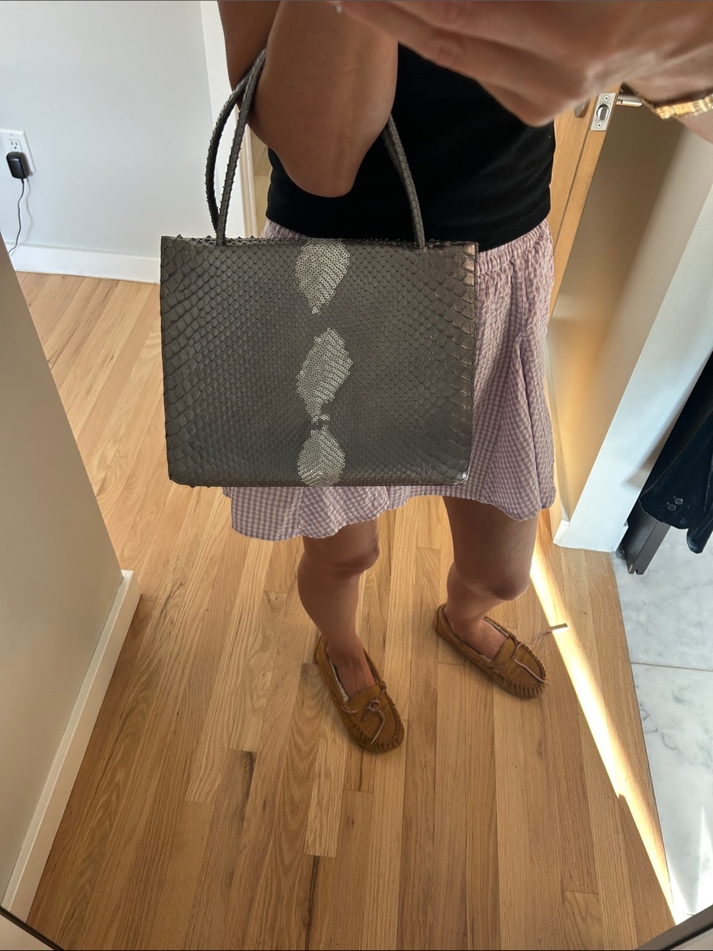 Nancy Gonzalez Metallic Gray Python Top-Handle Bag - Picture 6 of 6